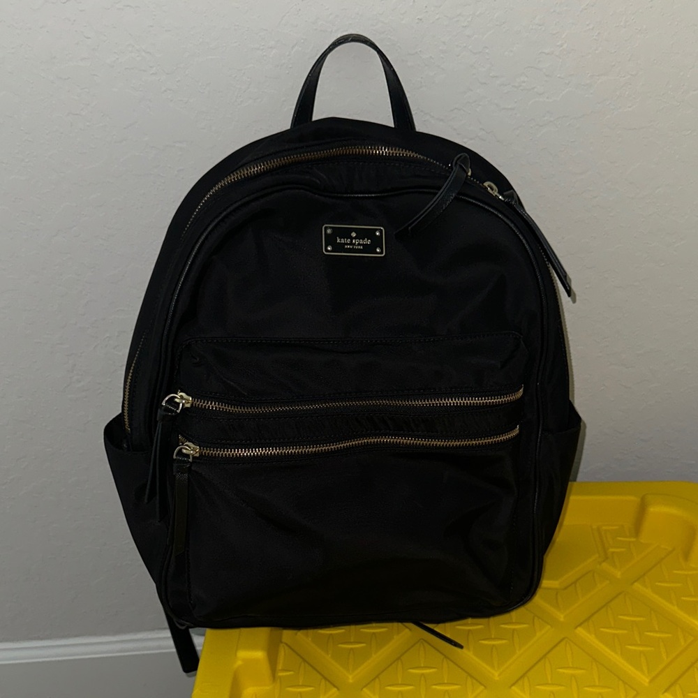 TWO Kate Spade Backpacks - Black with Gold Accents & Gray with gold Accents